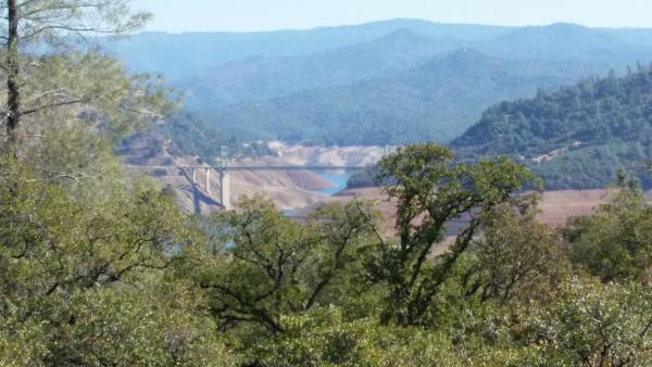 Lake Oroville and Hwy. 162 crossing it.