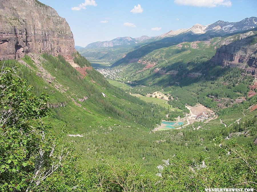 Looking back towards Telluride from Bridal Veil Falls