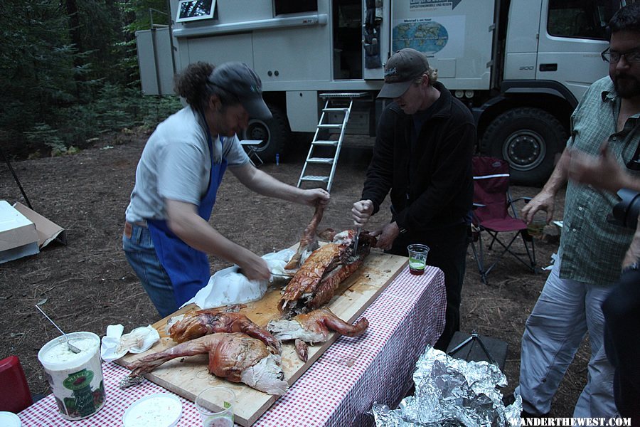 Marc carves the pig