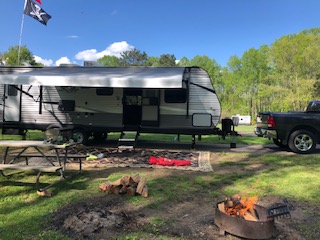 May 7th, Salt Fork State Park Campground - Section Lower-F site#22. Friday/Saturday were nice days, cool and muddy trails but the rain held off until 