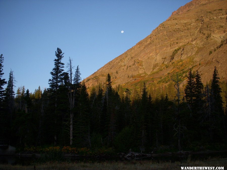 Morning Moon over Glacier National Park