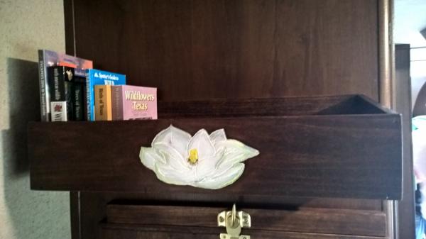 New bookshelf with magnolia decoration