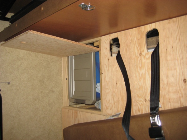 New found space, added door under the front bench behind the drawer.