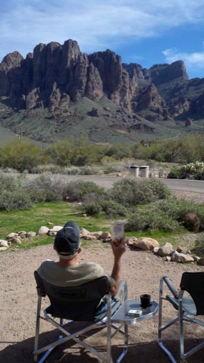 Now this is relaxing taking in the awesome Superstition Mountains.