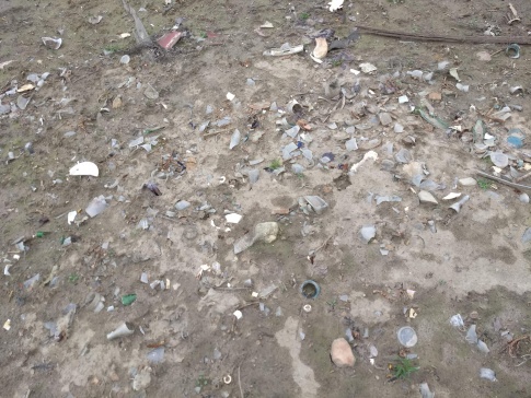 Old dump exposed by low water levels