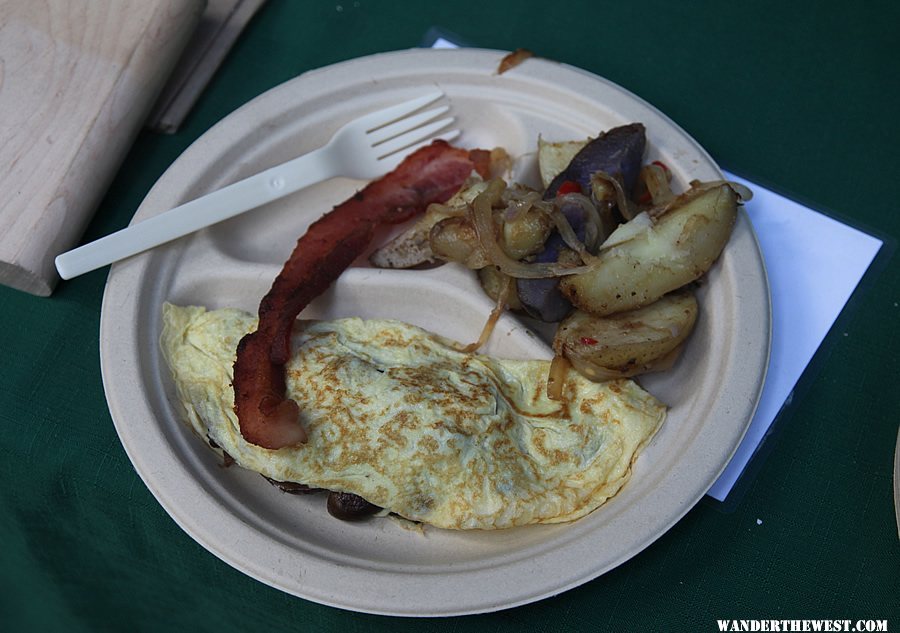 Omelettes, potatoes, and bacon (of course)