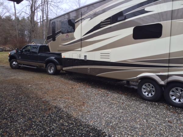 Our New 36 FL 5th wheel wow looks huge...wait it is huge:)
And my new to me truck