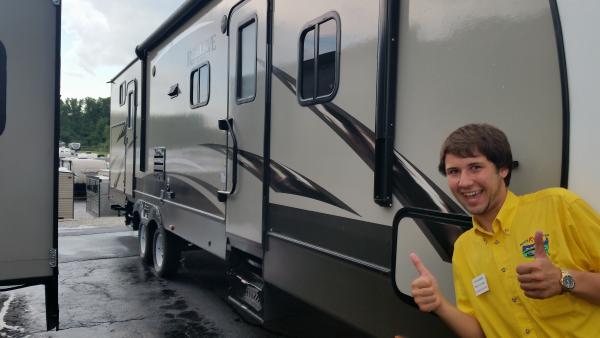 Our new Camper, even our salesman, Steve, is excited for us!