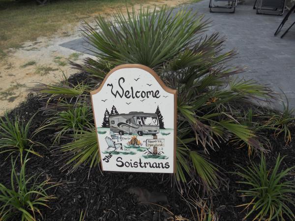 Our welcome sign at our site.