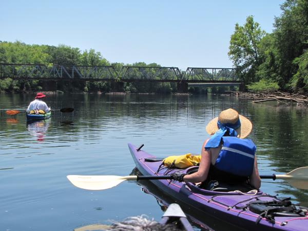 Paddling on the Chattahoochie below West Point Lake Dam.