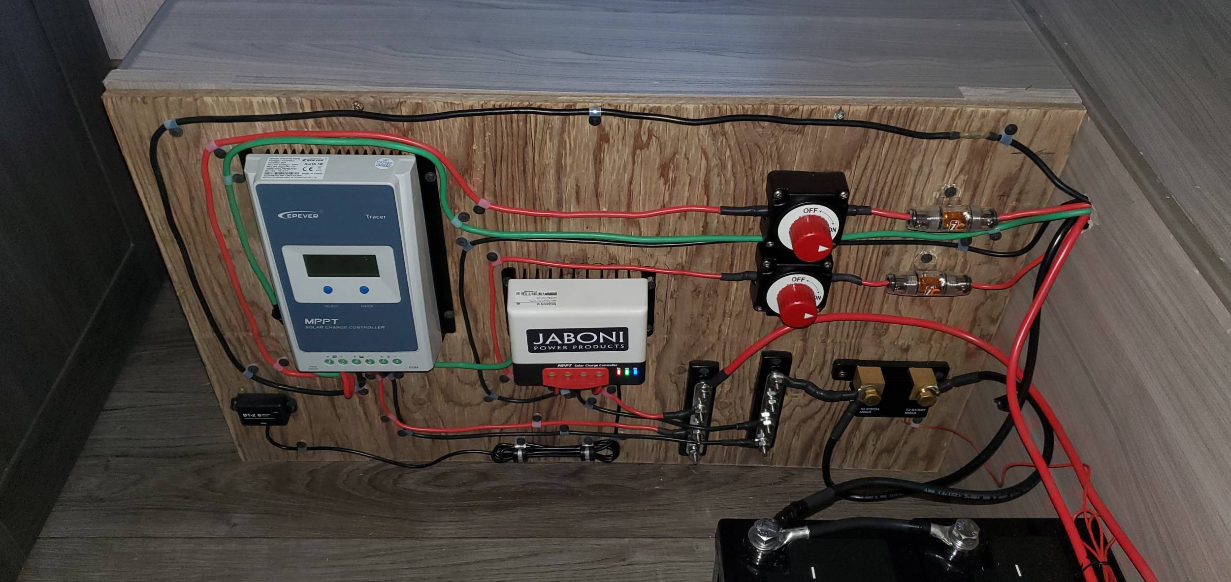 Panel with wiring and fuses