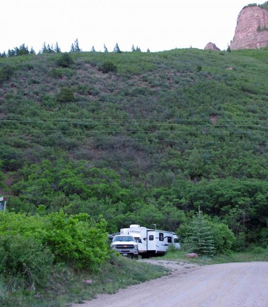 pic3:  The secluded Forest Service campground had electricity and few other campers in early June.