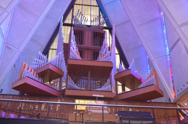 Pipe organ inside the cathedral at the Air Force Academy