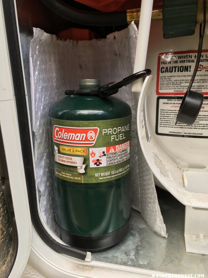 Propane bottle attached