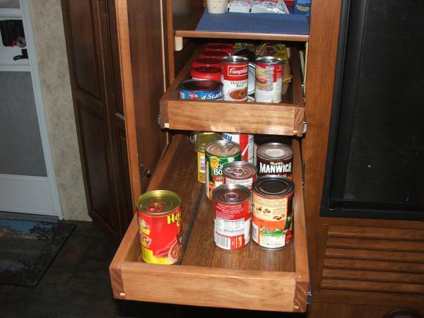 Pull out drawers for deep pantry.