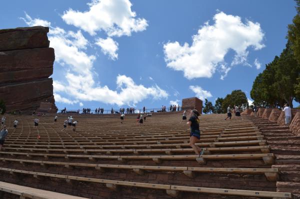 Red Rocks Amphitheater--386 steps from street level to the top.  Wife is still mad at me for parking on the low side!  There was a local (Denver area)