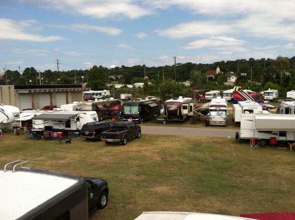 RV lot from the roof of the Sabre in front.