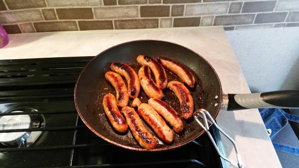 Since the Coleman stove died, had to cook breakfast inside.