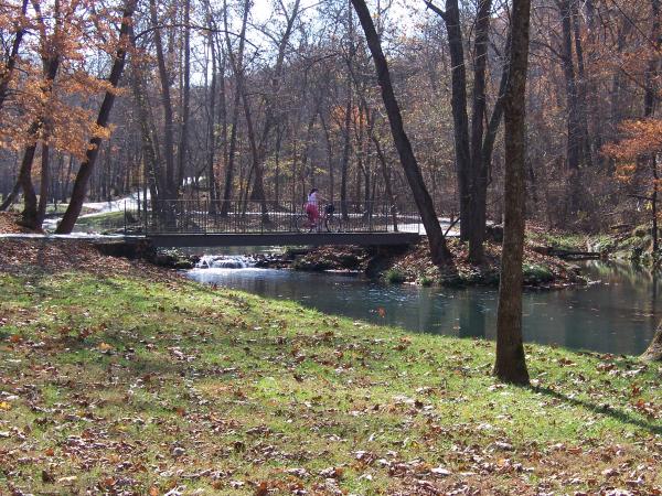 Stream is stocked with rainbow trout. Had to stop & look at fish every so often. Feeding posts at some stops.