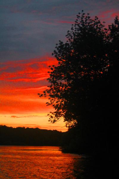 Sunset over Lake at Moraine View SP, IL