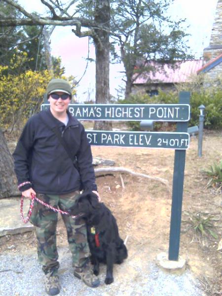 Taylor and Spartacus at the highest point in Alabama