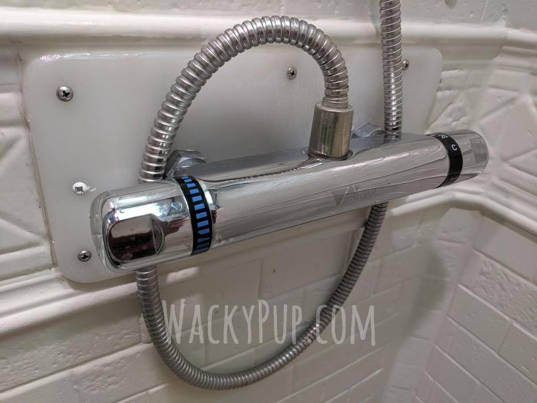 The best mod I've done to my trailer! Luxury in a tiny RV - this faucet is AMAZING and under $40. Never adjust your water temperature again!