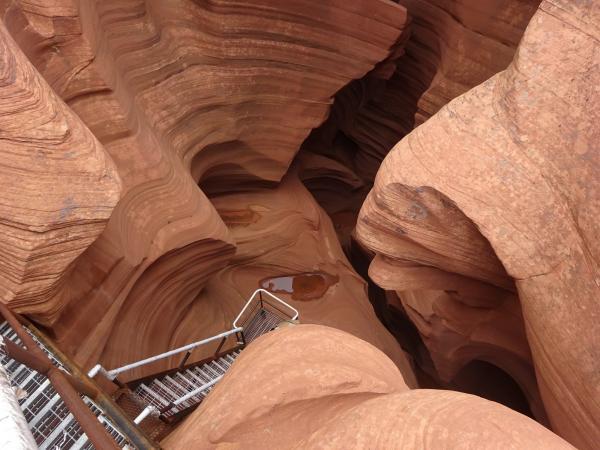 The stairs going down into Lower Antelope Canyon, Page, Utah.