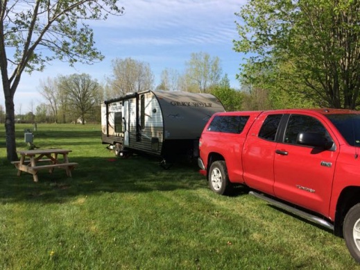 Tundra and Trailer at Taylor's Lost Haven Campground near Beaverton, MI. First trip out.