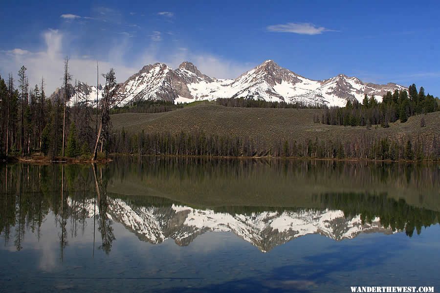 View of Sawtooths from Little Redfish Lake