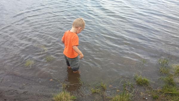 Walking (barefoot) in Yellowstone Lake