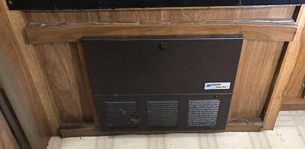 Water damage from refrigerator above, the wood from the stereo cabinet will replace it